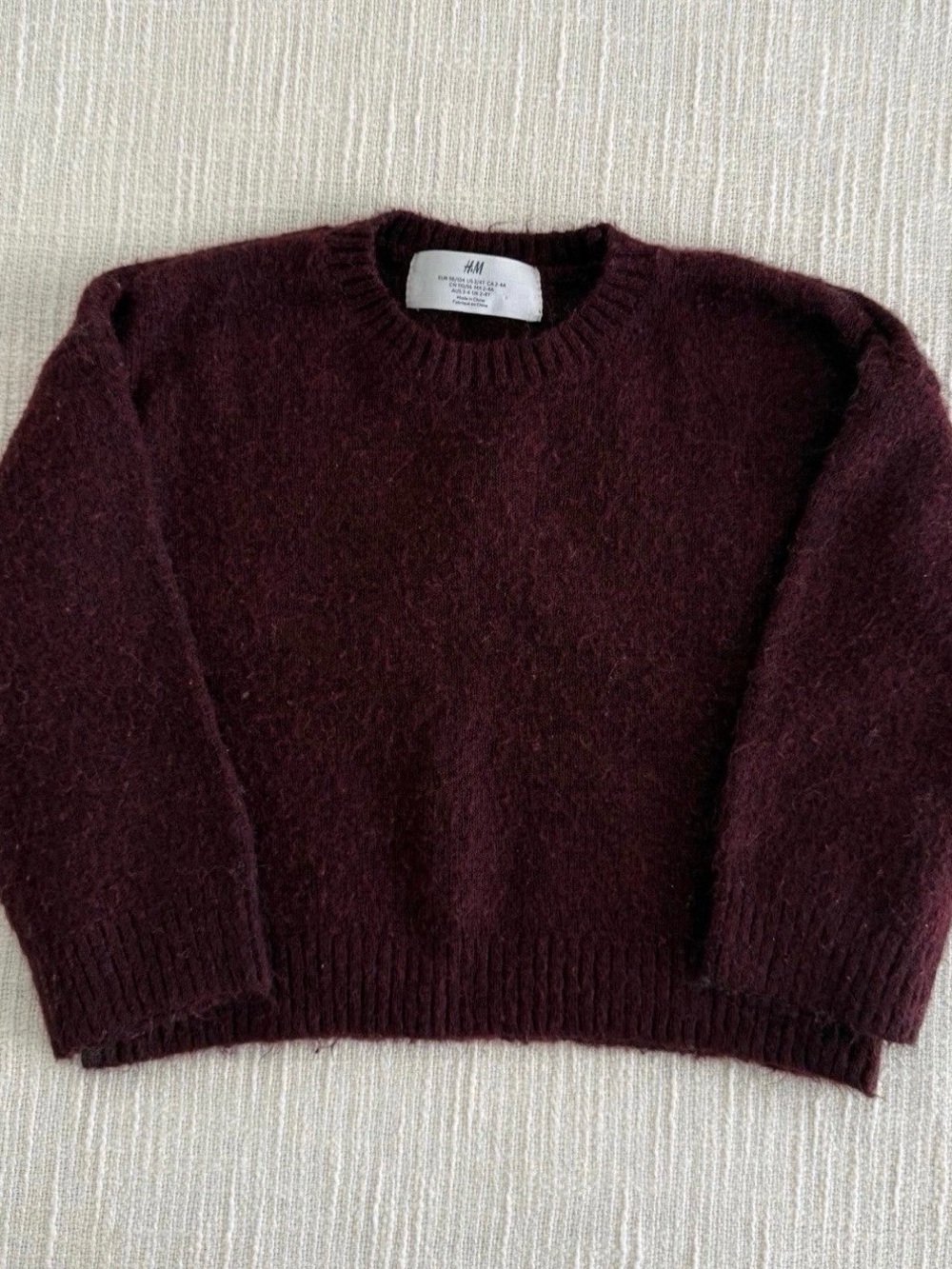 H&M Kids Crewneck Sweater in Deep Burgundy